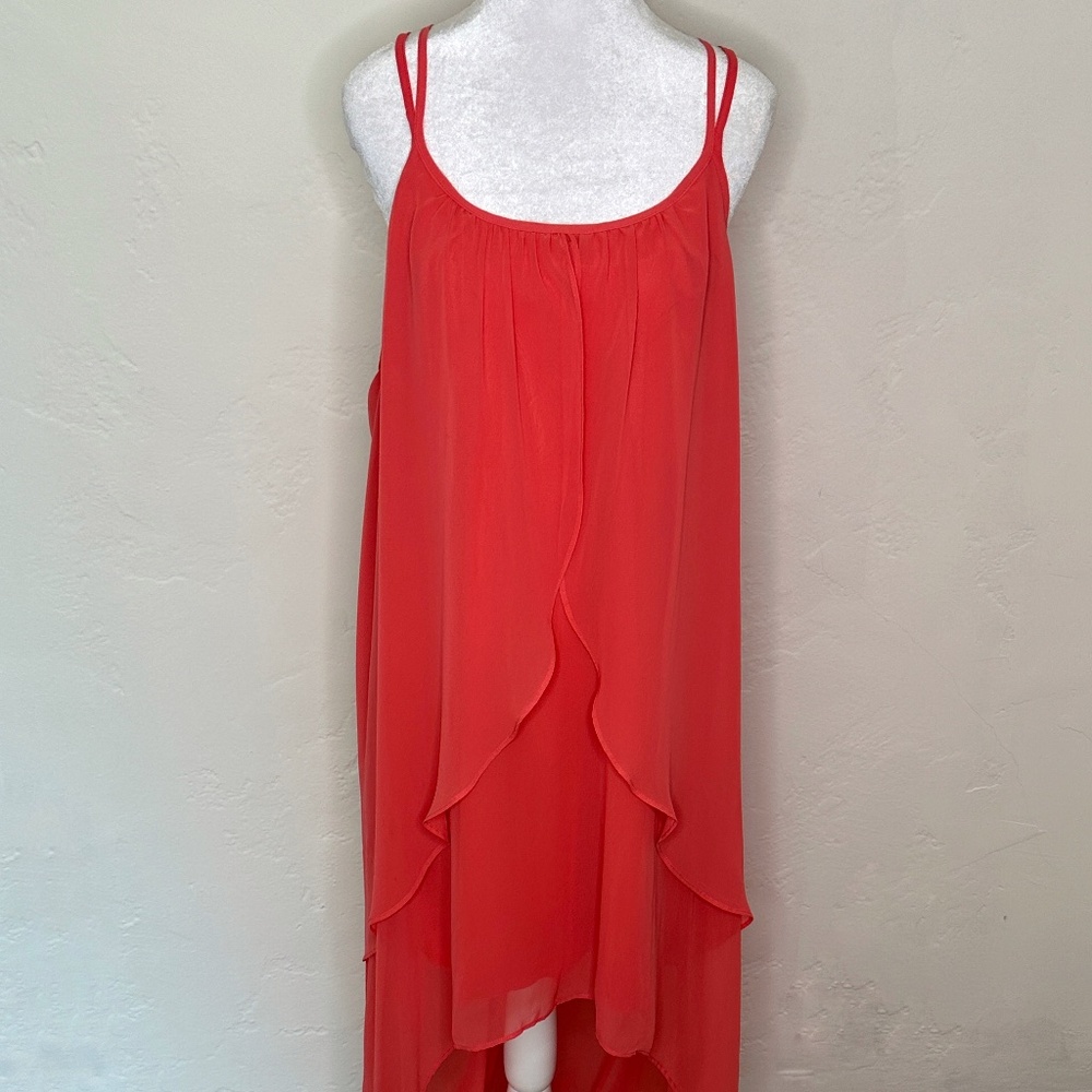 B. Smart Hi/Lo Chiffon Salmon-Colored Dress- Size 14
